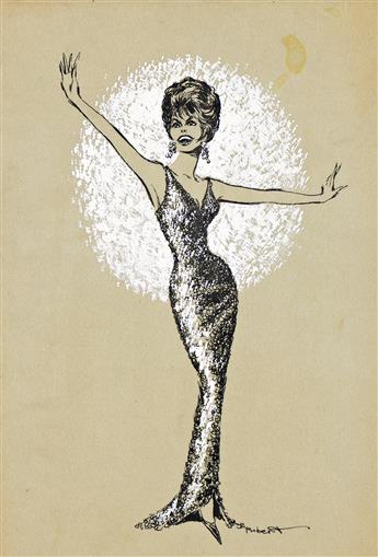 RICHARDS, ROBERT W. (1941-2019) Group of six Broadway drawings of Angela Lansbury, Lena Horne, and Bus Stop.